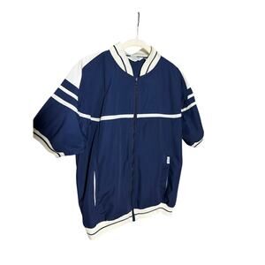 0181 Christian Dior Navy White Short Sleeve Zip Bomber Jacket L